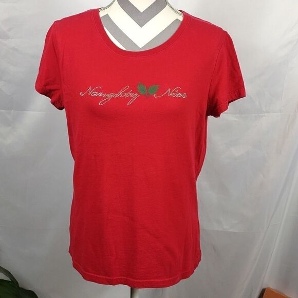 Red Naughty Nice Studded Christmas Tee - Picture 6 of 6